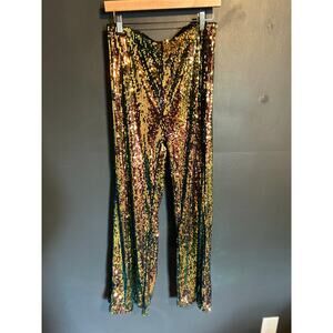 Gold & Multicolor Sequin Flare Pants – Waist 30